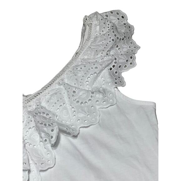 Lilly Pulitzer Plaza Blouse Top Women's Size Medium Eyelet Embroidered Ruffle Co - Picture 6 of 8